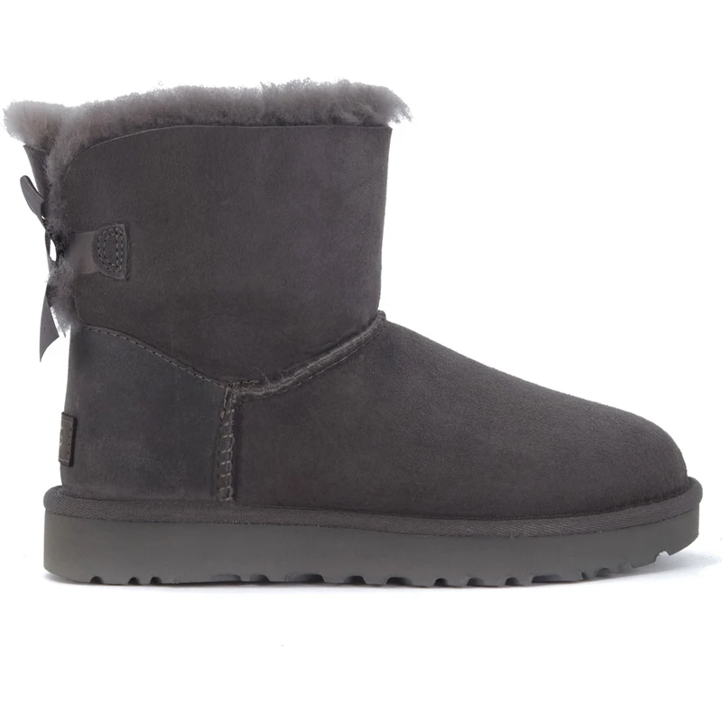 UGG Australia Tronchetto Ugg Bailey Mini in camoscio grigio con fiocco. Donna Stileo