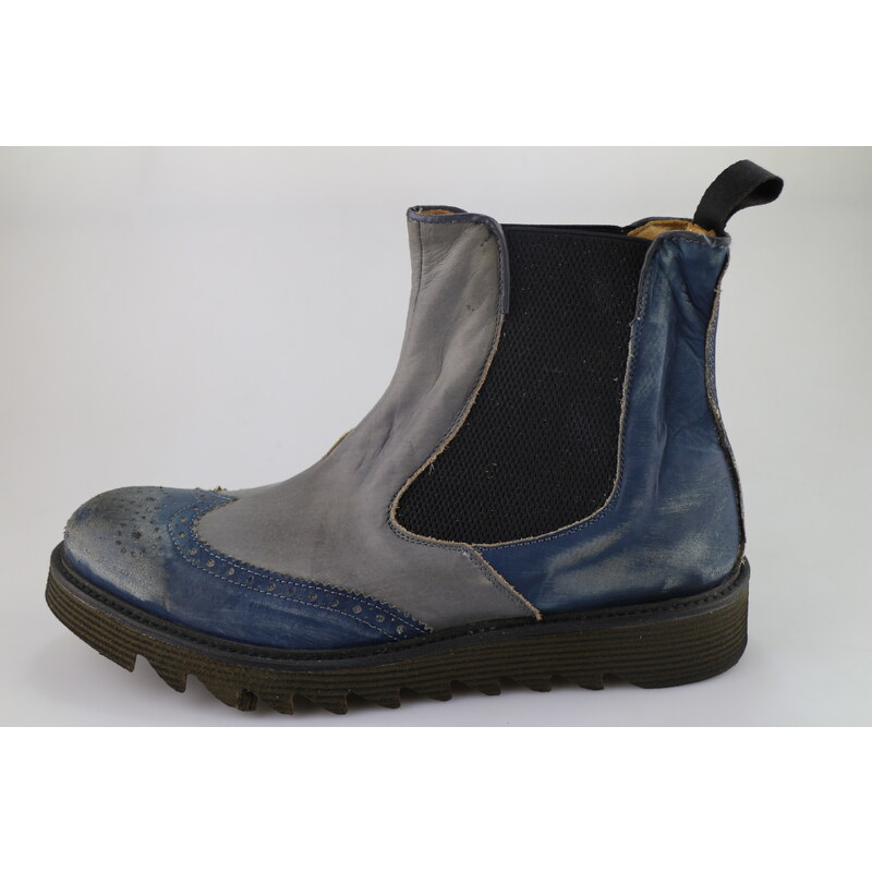 scarpe uomo BLUZI EU 42 stivaletti blu pelle grigio DX920