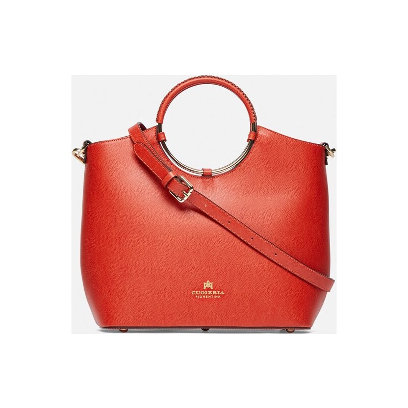 Cuoieria Fiorentina Oblò Tote bag in vitello palmellato Arancio bruciato.  Donna 