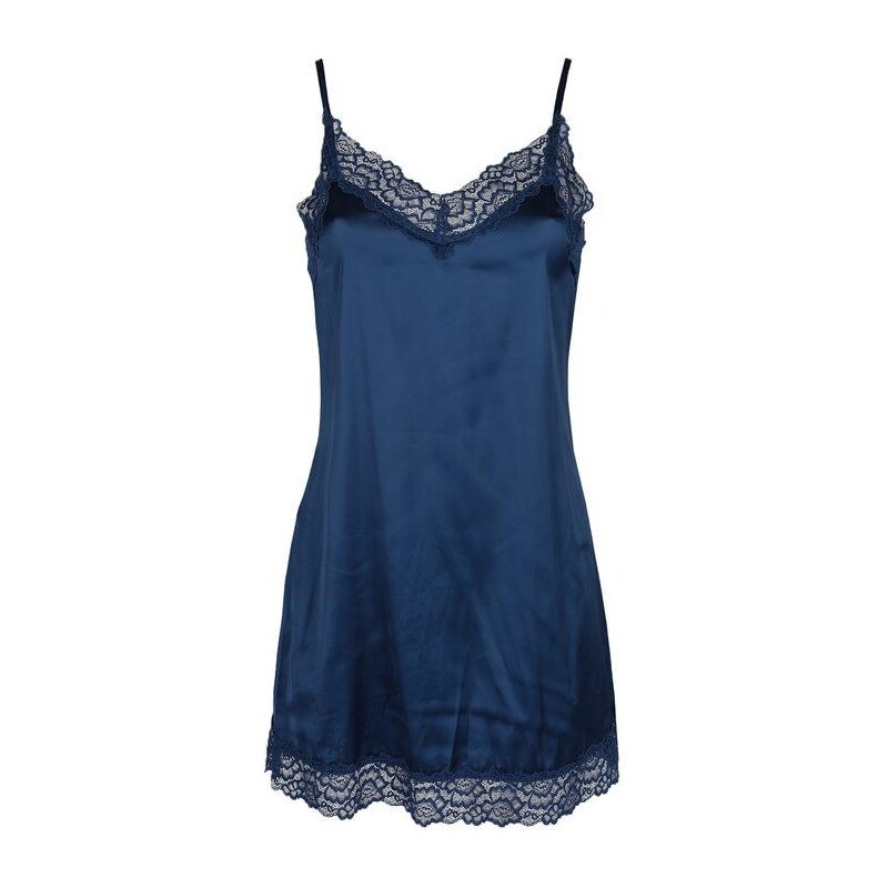Sottoveste Donna Corta In Modal, Con Collo Tondo E Bordo In Pizzo, Comoda Ed Elegante, Spalline Regolabili