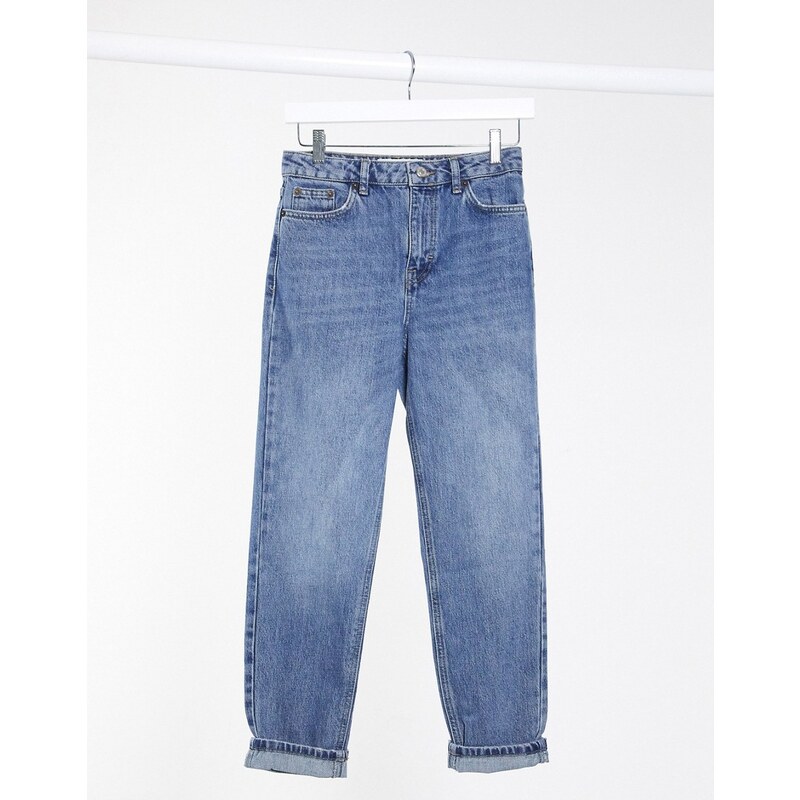 Topshop - Mom jeans lavaggio blu medio