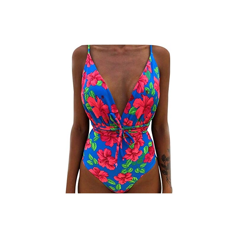 Monokini Donna Snellente Con Push Up E Collo Alto - Costume Intero Da Spiaggia In Nylon Ed Elastan, Drappeggio Frontale (taglie Italiane)