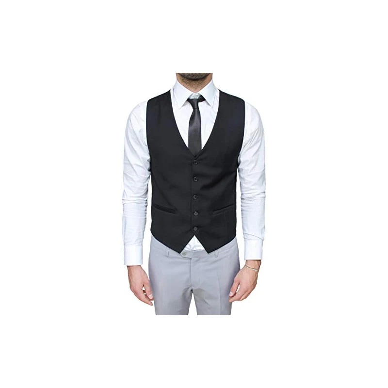 Evoga Gilet panciotto uomo nero smanicato elegante casual slim fit