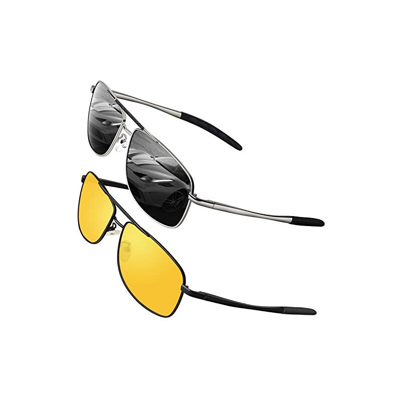GQUEEN Occhiali da sole da guida per uomo Lenti antiriflesso polarizzate HD  da 58 mm e occhiali per la visione notturna leggeri 