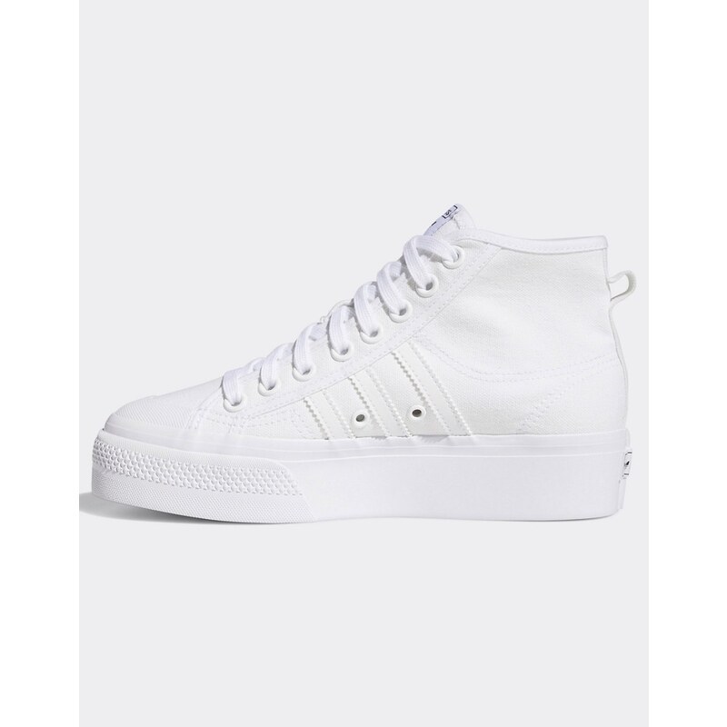 adidas Originals - Nizza - Sneakers bianche con plateau-Bianco