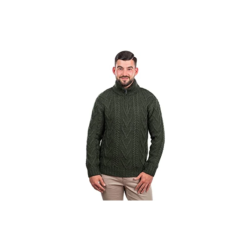 SAOL Pullover da Pescatore Irlandese Maglione Invernale Lavorato a