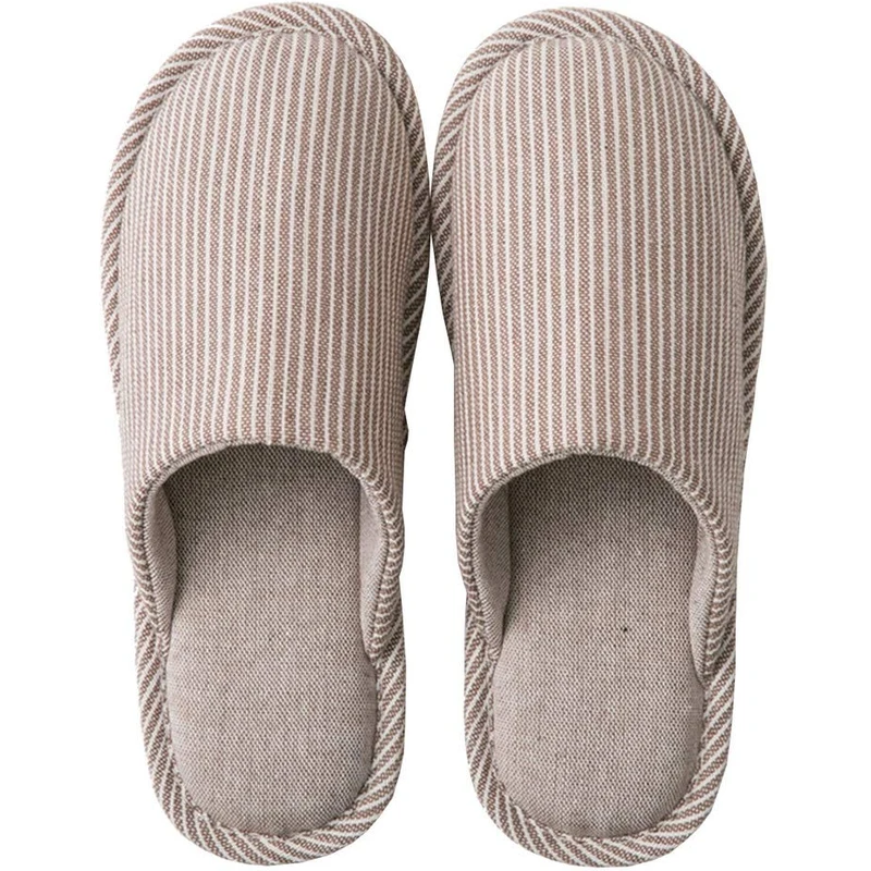 LINEN & COTTON Pantofole Da Bagno Unisex ALBA - Modello A Righe, Taglia 43-44