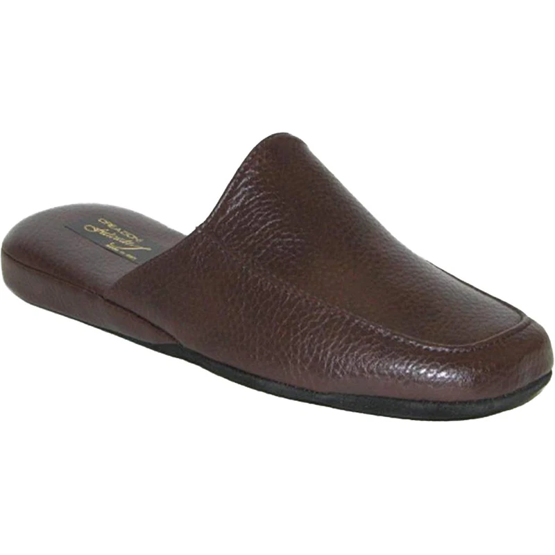 Pantofole Uomo H. Dietrich A Quadri Marroni – Tessuto, Suola Gomma, Taglie 36-50, Made In Germany