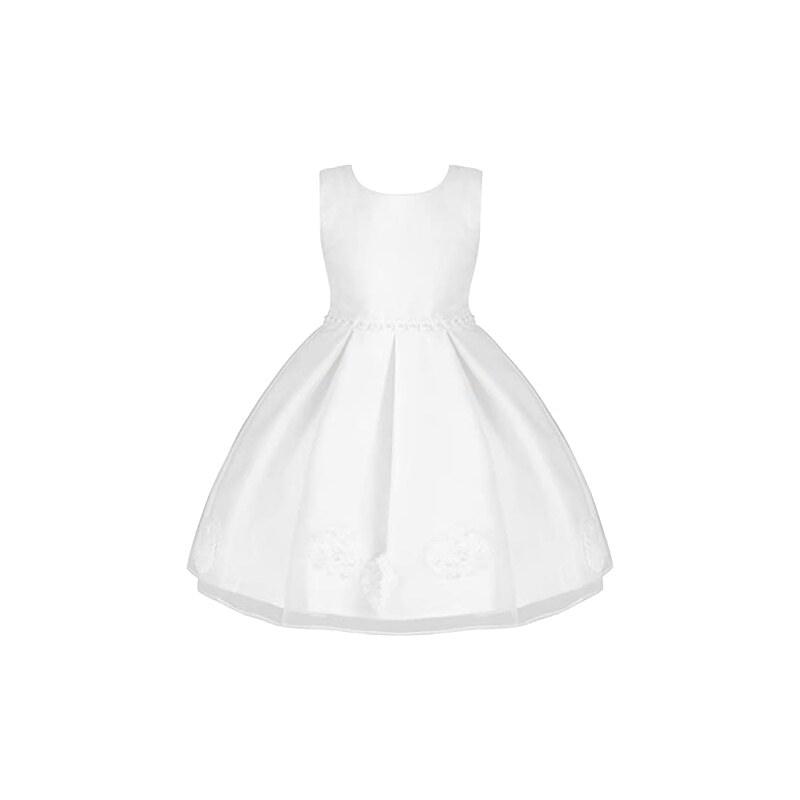 MISSMAO Abito Da Festa Per Bambine In Raso E Tulle Con Fiori - Maniche Corte, Senza Maniche, Per Matrimonio E Compleanno - 4