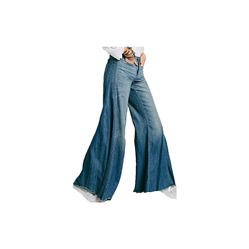 Zhiyuanan Donna Jean Pantaloni A Zampa di Elefante O Jeans Palazzo