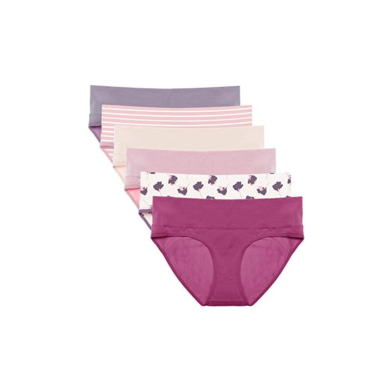 Intimate Portal Mutandine Gravidanza in Cotone Mutande Pieghevoli Premaman e Post Parto Donna Slip Maternitá Pacco da 6 Floreus 2XL