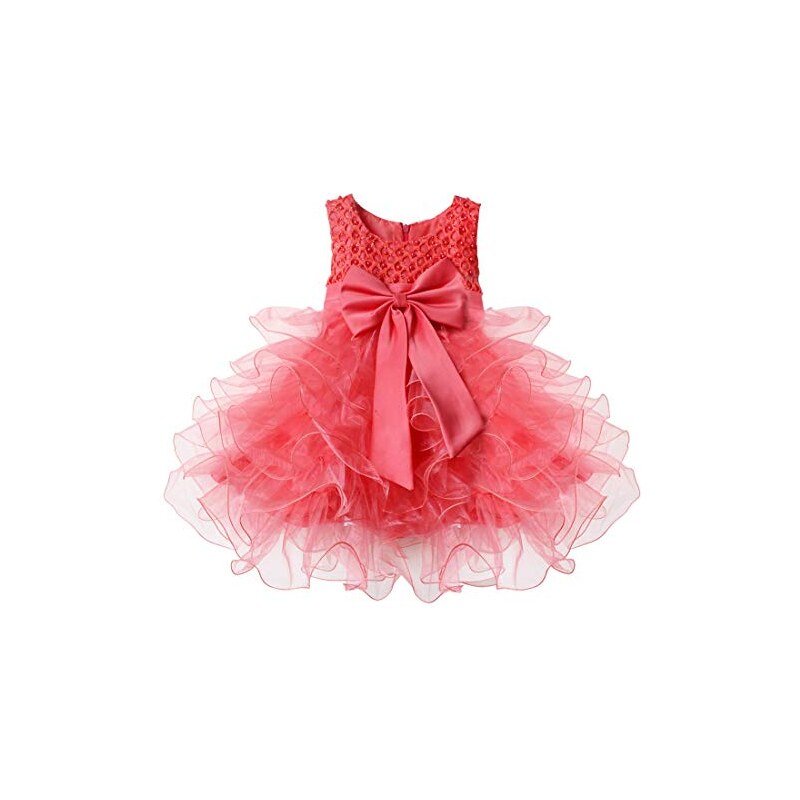 Freebily Abito Da Cerimonia Per Bambina – Vestito Principessa In Tulle E Chiffon Con Pizzo Floreale – Orlo Asimmetrico, Senza Maniche, Taglie 6-16 Anni - 4