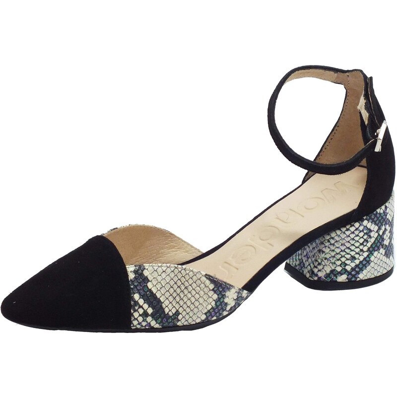 Wonders I-8002 Ante V Negro Snake off Sandali con Tacco Medio in