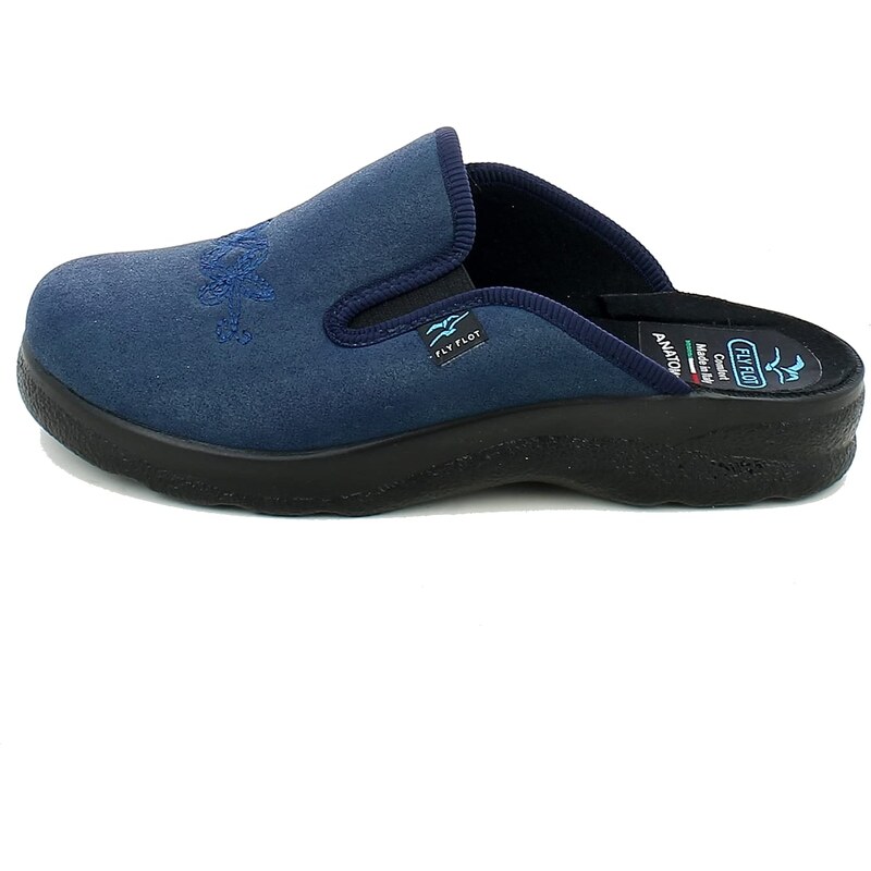 Fly Flot L3Q95 5P Blu Ciabatte Pantofole Donna Invernali Made in Italy Zeppa 3 CM ANTISHOCK Anatomiche Antiscivolo Suola PIUMATECH