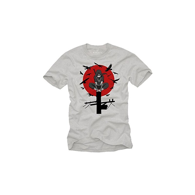 MAKAYA Maglietta Nera Uomo Manga Anime Waifu – T-Shirt 100% Cotone Con Stampa Serigrafica, Certificata Öko-Tex 100