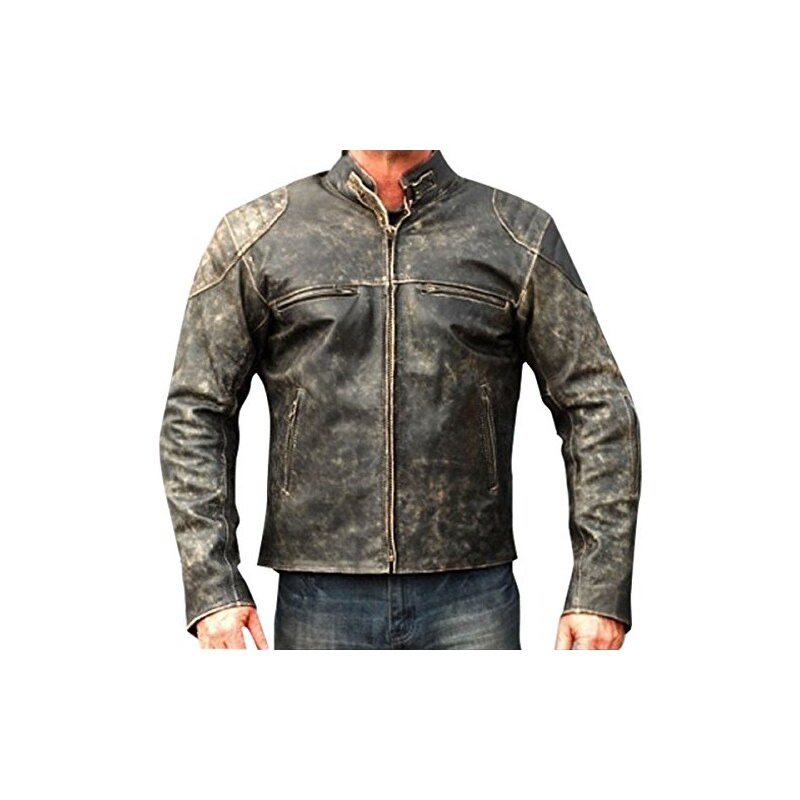 Red Smoke Cafe Racer Giacca da motociclista in pelle marrone invecchiata