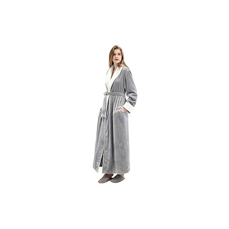 ZAKASA Accappatoi da Donna Pile di Flanella Lunga Vestaglia Donna per Invernale Natale Caldo e Morbido XL