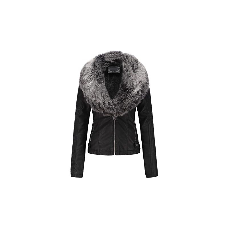 Geschallino Giacca Corta da Donna in Ecopelle Giacca Moto Foderata