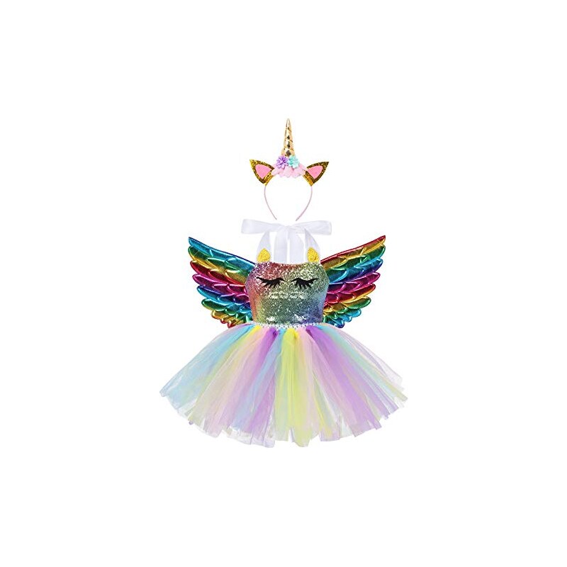 Abito Magico Unicorno Per Ragazze Vestito Da Festa Tutù Arcobaleno Unicorno - Per Compleanno 1°, 2°, 3°, 4°, 6°, 7°, 8° Anno, Bambina Costumi Da Carnevale Bambina - Foto 7