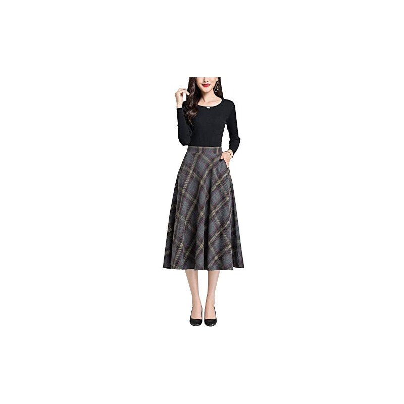 MYSSUCI Gonna Lunga Donna Estiva a Elastico Vita Alta 2 in 1 Gonna Abito Bohemien Pieghettato Maxi Gonna a Linea A (Nero,M