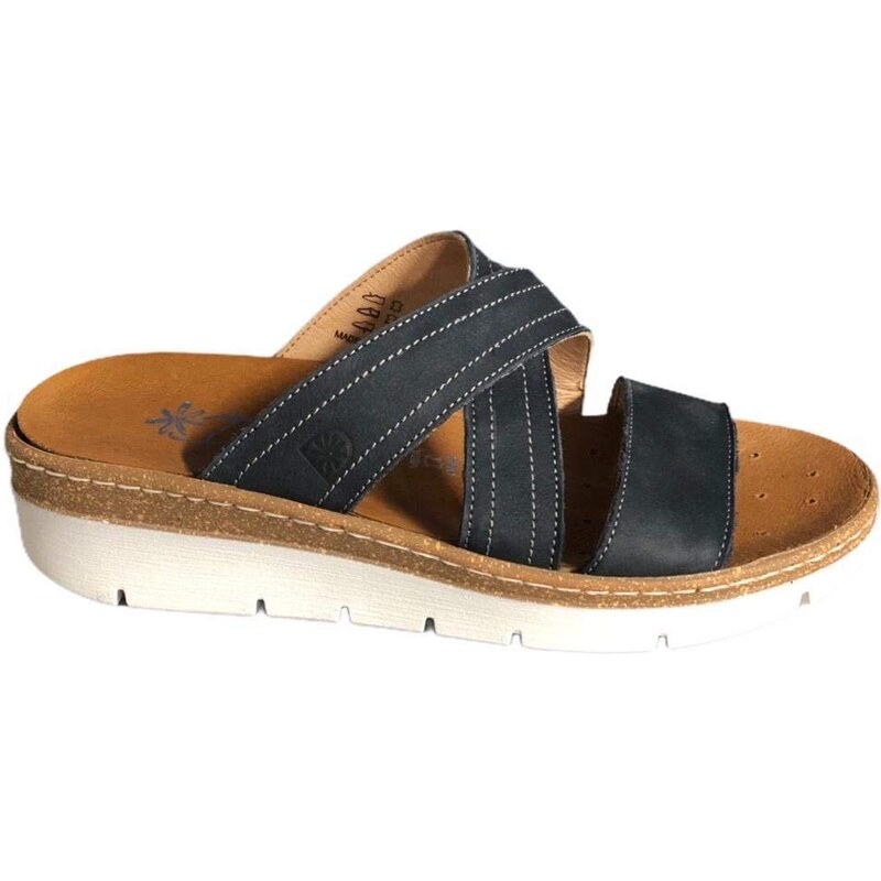 Florance Ciabatta Aperta In Pelle Donna Incrociata Con Sottopiede Estraibile Made In Italy Daisy D02002 Argento 43476482