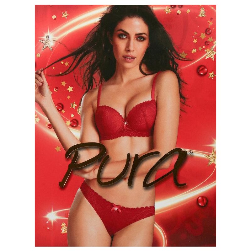 Pura P0600C completo intimo in pizzo reggiseno + slip Completi Intimi donna Rosso