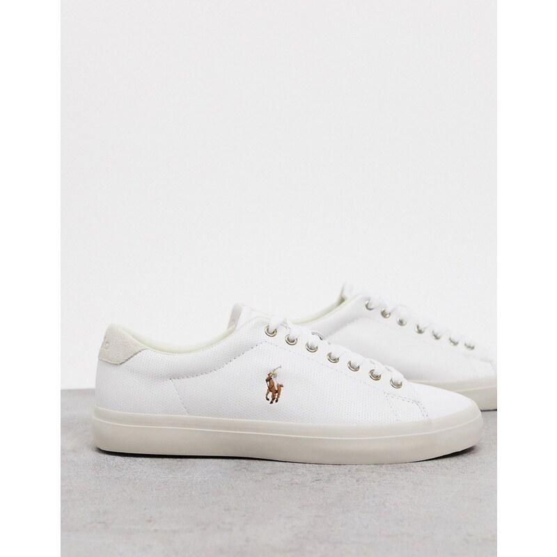 Polo Ralph Lauren - Longwood - Sneakers in pelle bianche con logo con giocatore di polo-Bianco. Uomo