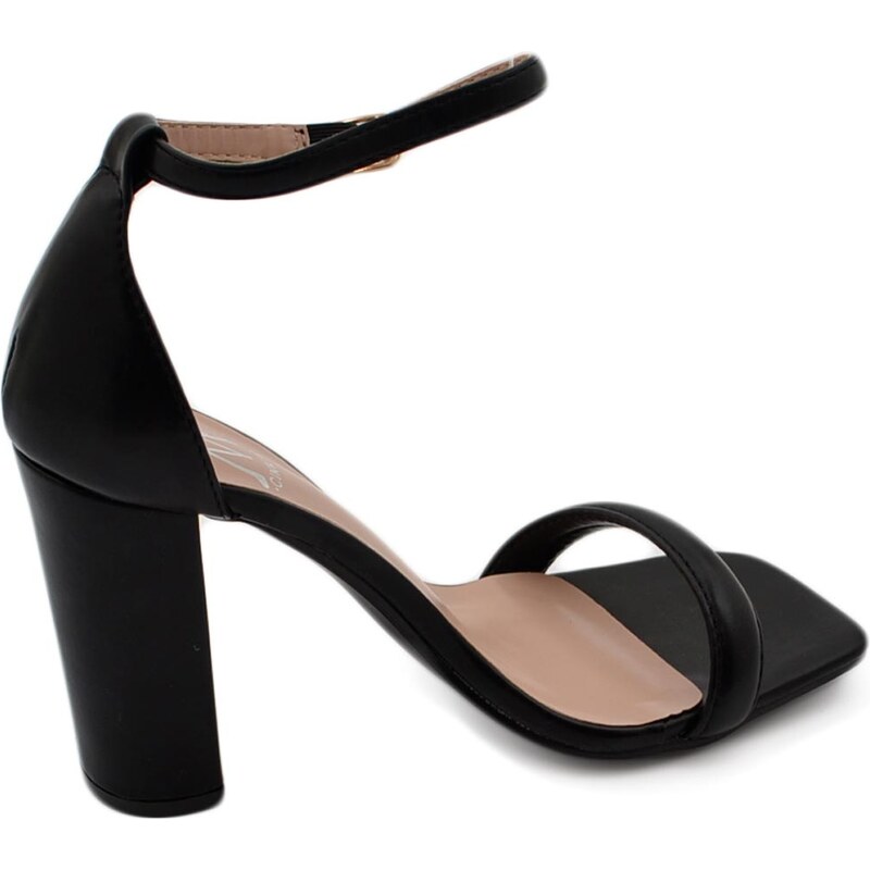 Malu Shoes Sandalo alto donna nero con tacco doppio 10 cm cinturino alla caviglia linea basic cerimonia evento elegante