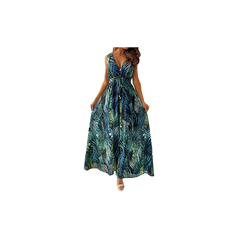 ANYFITTING Abito Estivo Donna Con Reggiseno Integrato - Miniabito A Trapezio, Senza Maniche, In Viscosa E Spandex - Foto 2