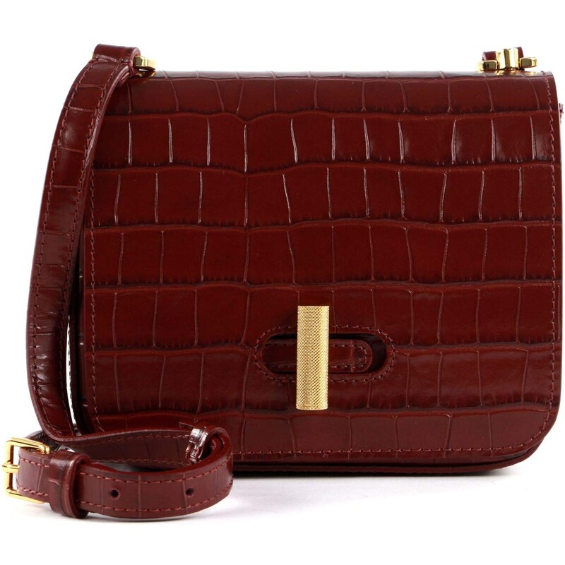 Coccinelle Fedra Croco Shiny Soft Crossbody Bag Marsala Stileo.it