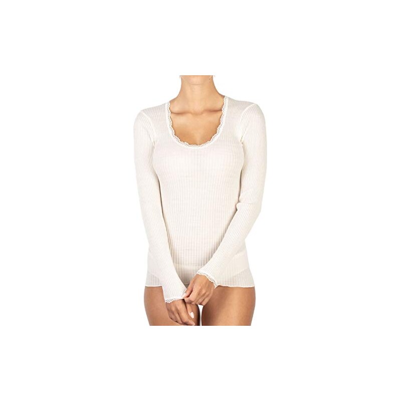 Maglia Donna In Micro Lana Con Pizzo - Scollatura A V E Polsi Eleganti