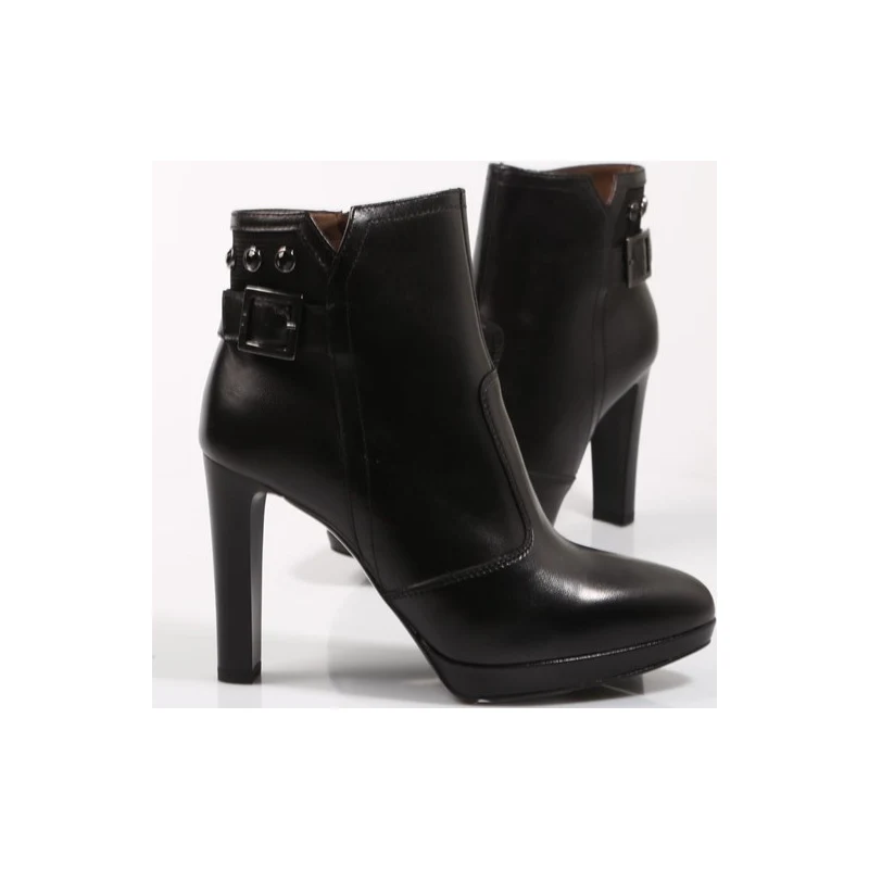 Stivaletti Nero Giardini Femme - Cuir Noir, Tacco Alto, Zip - Modèle 1381 Neuf