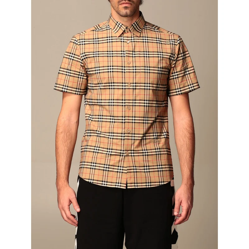 Camicia Simpson Burberry in popeline di cotone con motivo Uomo