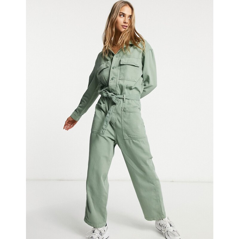 Levi's - Tuta jumpsuit multitasche color kaki-Verde