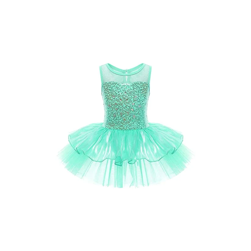 Costume Danza Balletto Bambina – Crop Top Paillettes E Gonne Ginnastica, Lucido