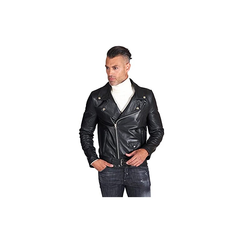 DeColure Giacca vintage da moto Harley Davidson da uomo in vera pelle