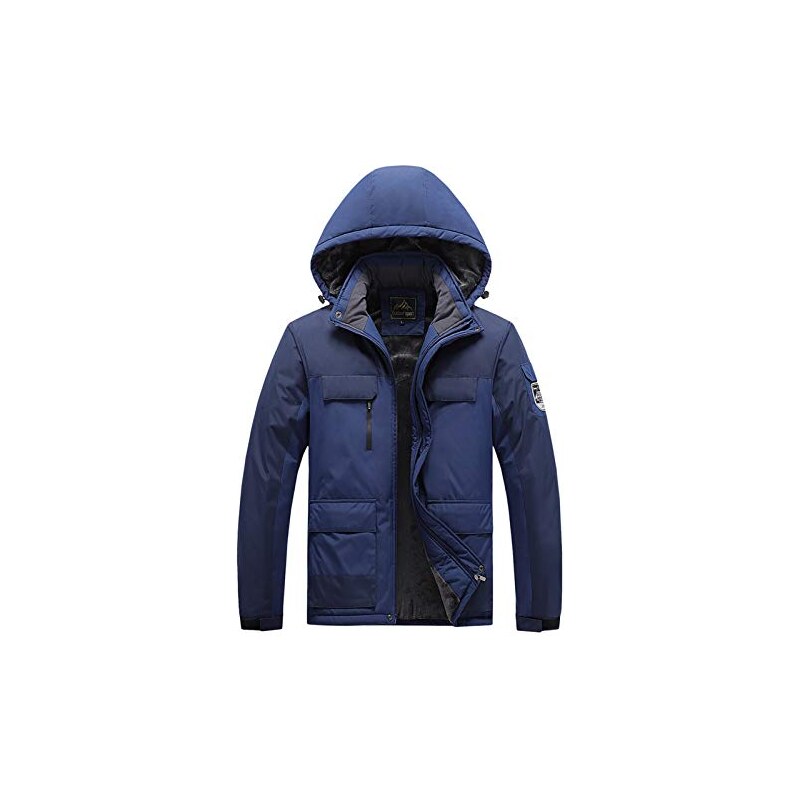 shine future Giacca da Sci Montagna Calda Invernale Parka da Neve Imbottita Cappotto  da Snowboard in Pile Giubbotto con Cappuccio Impermeabile Uomo (Blu scuro 