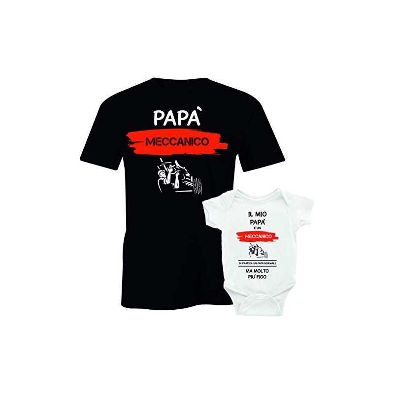 Puzzletee Coordinato Papà E Figlio: T-shirt E Body Per La Festa Del Papà – Divertenti Magliette Rock Per Dire Grazie, Idea Regalo Per Padre E Figlia