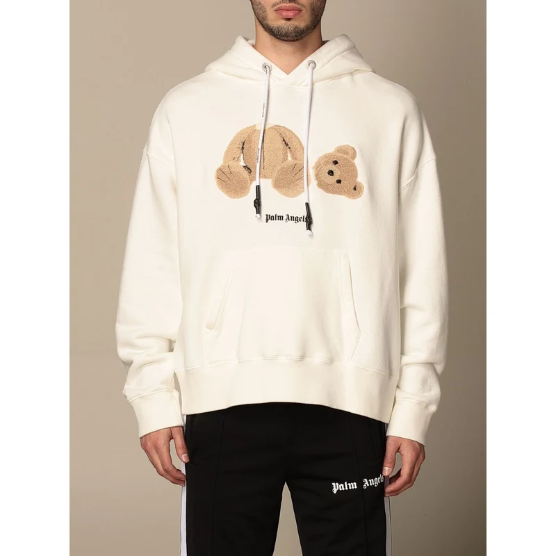 Felpa con cappuccio Palm Angels in cotone con stampa Uomo