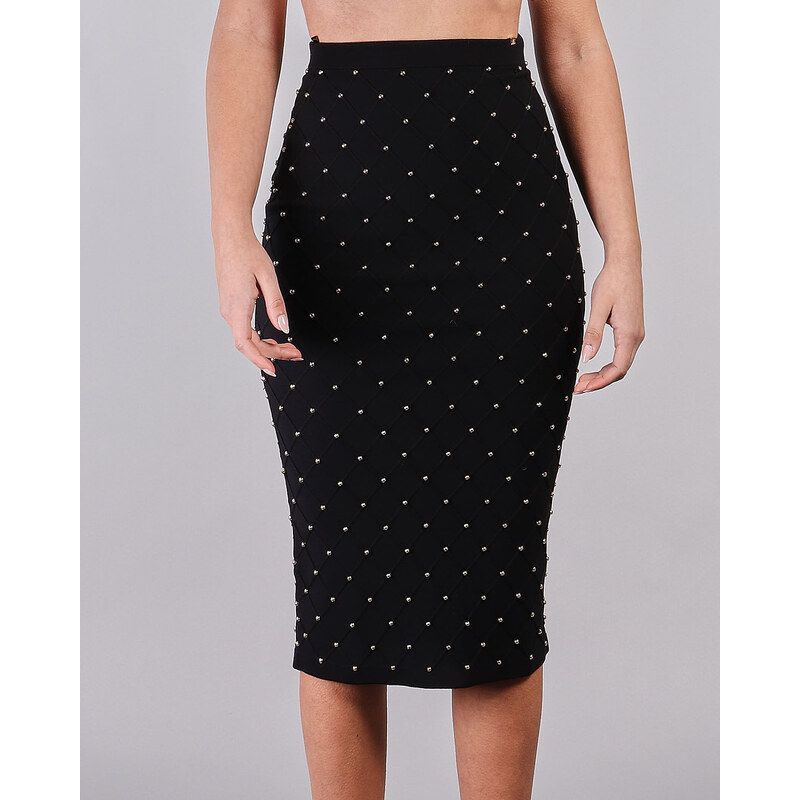ELISABETTA FRANCHI Gonna longuette in maglia con borchie Elisabetta Franchi. Woman Stileo