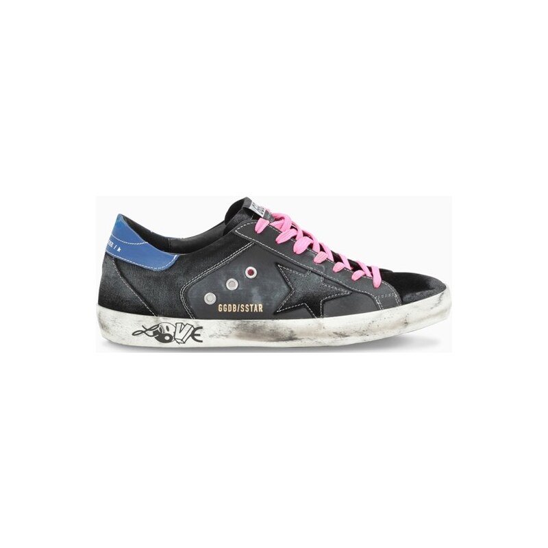 Golden Goose Deluxe Brand Sneaker Superstar nera blu rosa. Uomo Stileo