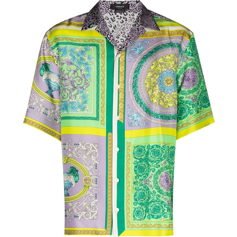 Versace Camicia Barocco Mosaic con stampa - Viola. Uomo