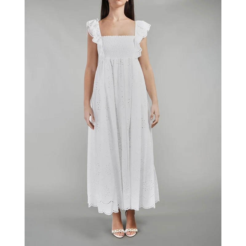 Twin Set Abito Bianco Sangallo TWIN SET Abito In Mussola Con