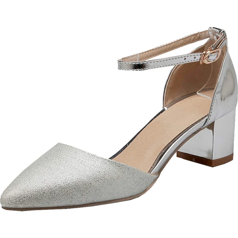 Duosheng & Elegant Donna Punta Chiusa Mary Jane Tacco A Blocco Alto