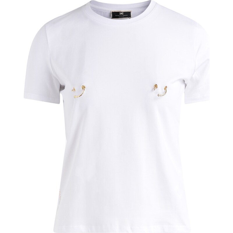 T-shirt con piercing Elisabetta Franchi color gesso. Donna 