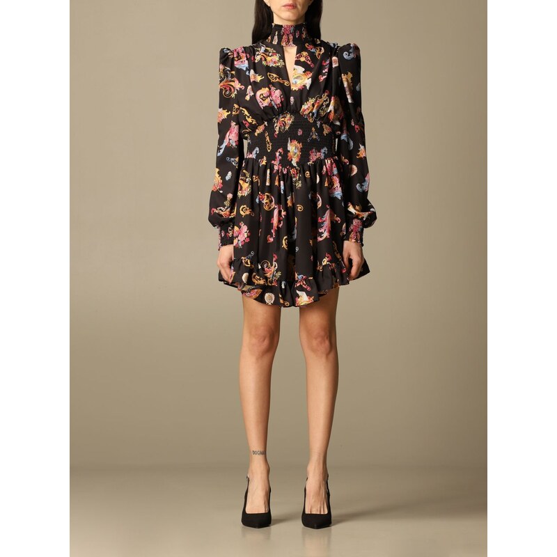 Abito corto Versace Jeans Couture in crêpe de Chine con stampa