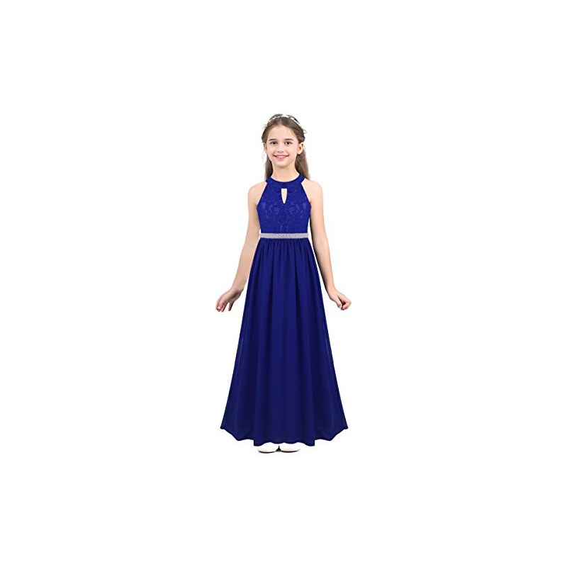 Bambina Abito Vestito Principessa Pizzo Cerimonia Festa Ballo 4-8anni Blu  Ele 02 - LaTuaPreferita