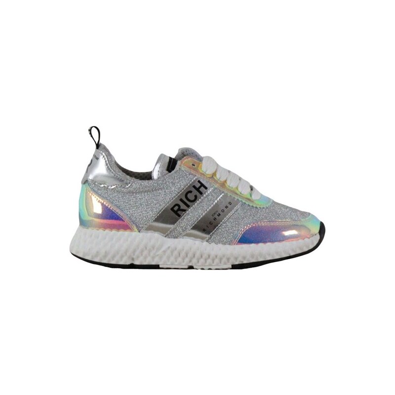 John Richmond sneakers bambino iridescenti argento con glitter fw