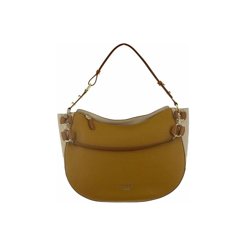 Nannini Borsa a spalla in pelle martellata caramello Donna