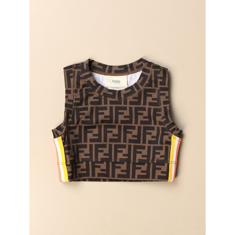 Top cropped Fendi con monogramma Bambina